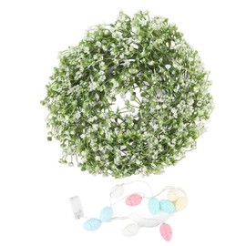 13.0in Lighted Easter Garland Artificial Garlands with Easter Egg Pastel Artificial Easter Wreath for Easter Spring Holiday