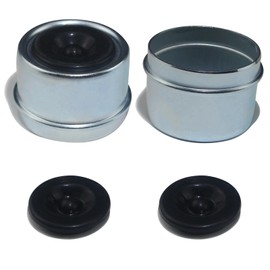 LUXTRKSTO 2PCS 1.98" Trailer Hub Dsut Cap,Trailer Axle Wheel Bearing Dust Cap Cup Grease Cover with 2 Rubber Plugs,Hub Dust Caps for Most 2000 to 3500 Pound Axles Dexter EZ Lube Trailer Camper RV