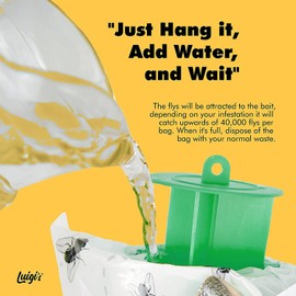Luigi's The World's Best Fly Trap | “Dropping like Flies” | Outdoor Fly Catcher | Ideal for Domestic & Commercial Use including Farms, Refuse Areas & Camping Spaces