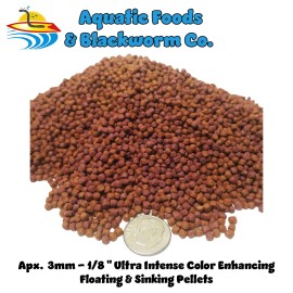 Aquatic Foods Inc. Ultra Intense Color Enhancing Floating & Sinking Pellets for ALL FISH. Apx 3 mm - 1/4-lb