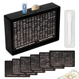 SKOOLOVE Wooden Money Box, Wooden Money Box, Money Box with Numbers Checks, Money Box with Savings Target, Reusable, No Assembly for Adults, Children, Push-Pull