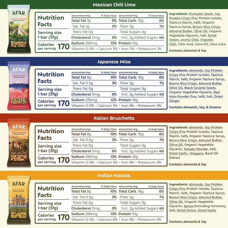Afar Savory Protein Bars – Low Sugar, High Protein –
