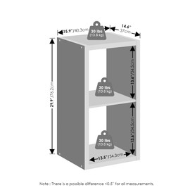 Furinno Cubic Open Back Multipurpose Clothing & Closet Storage Organizer Shelf, 2-Cube, White