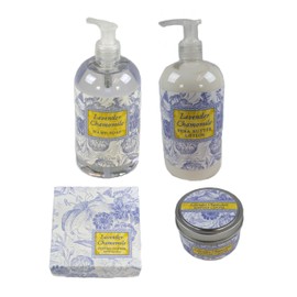 Greenwich Bay Trading Company Botanical Collection: Lavender Chamomile Gift Set Bundle - Hand Soap + Lotion + Dusting Powder + Scented Candle
