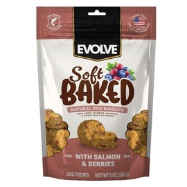 Evolve Soft Baked Dog Biscuits Salmon & Berries Recipe Crunchy Dog Treats 8 oz.