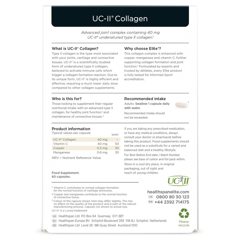 Healthspan Elite UC-II® Collagen (60 Tablets) | Contributes to Normal