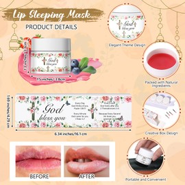 Linyuthia 4 Pcs Christian Gift for Women Lip Sleeping Mask Set God Bless You Religious Gifts Lip Mask Overnight Lips Balm Deep Hydrating Christian Christmas Gifts for Friends Teacher Worker Employee