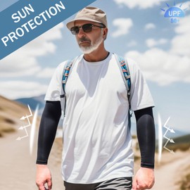 TClian Arm Sleeves for Men and Women - Sun Protection Cooling Compression Sleeve for Sports and Outdoor Activities (Black, XXL)