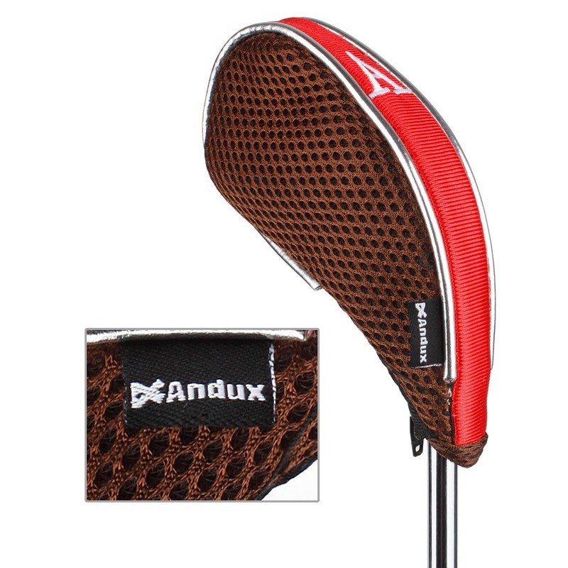 Andux Mesh Golf Iron Club Head Covers with Zipper Left