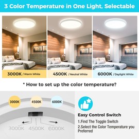 libtit 6 Pack 13 Inch LED Flush Mount Ceiling Light, 3200LM 28W Ultra-Slim LED Ceiling Lights, 3000K/4500K/6000K Selectable Light Fixture for Bedroom, Kitchen, Bathroom, Hallway - White