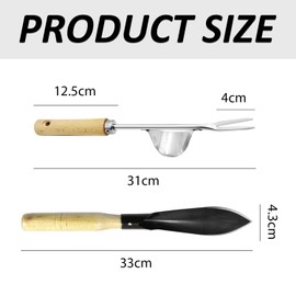 XMNIVATE 1 Stainless Steel Draft Pick, 1 Garden Spade, Garden Tool Set, Wooden Handle Drafting Tool, Mini Tine Hook, Garden Rake, Manual Weeding Tool