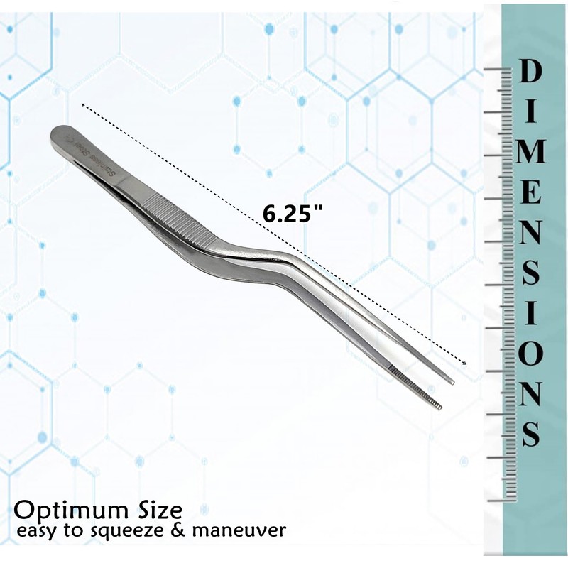 Lab Forceps Offset Bayonet Handle Tweezers with Fine Precision Serrated