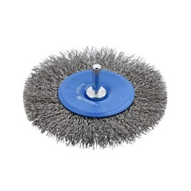 Högert Technik - Scheibenbürste mit 100 mm Schaft I 0.3 mm Stahldraht I Hochwertige Frontbürste mit Gewinde I HT7D713