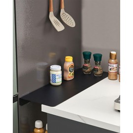 Metal Kitchen Refrigerator Gap Partition Countertop Gap Extension Board, Refrigerator Side Partition, Gap Covers Between Countertop And Walls, No Drill (Black, 23.62 * 3.93inch)