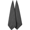 Ladelle Eco Check Tea Towels, Charcoal, Pack of 2