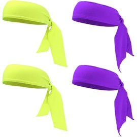 Tie Headband, Sports Head Ties for Men, Women, Ninja, Karate, Tennis, Pirate Head Band & Bandana, Athletic Sweatband/Hair Band for Basketball, Running, Workout (Fluorescent Yellow)