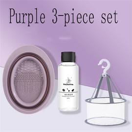 Generic - Juego de tres piezas de limpieza de brochas de maquillaje para limpieza de huevos de belleza mágica plegable de silicona, tazón de limpieza de brochas de maquillaje, (gris)