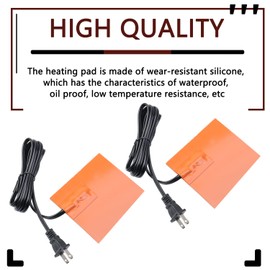 4 x 5in Car Engine Silicone Pad Heater - Self-Adhesive, 2Pcs Oil Pan Heater Pad Car Truck Oil Pan Heater Pad for Metal Surface with 194°F Thermal Protector & 68" Power Cord（150W 120V）