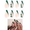 Kaichen French Press On Nails Almond, Green Four-Clover Press On