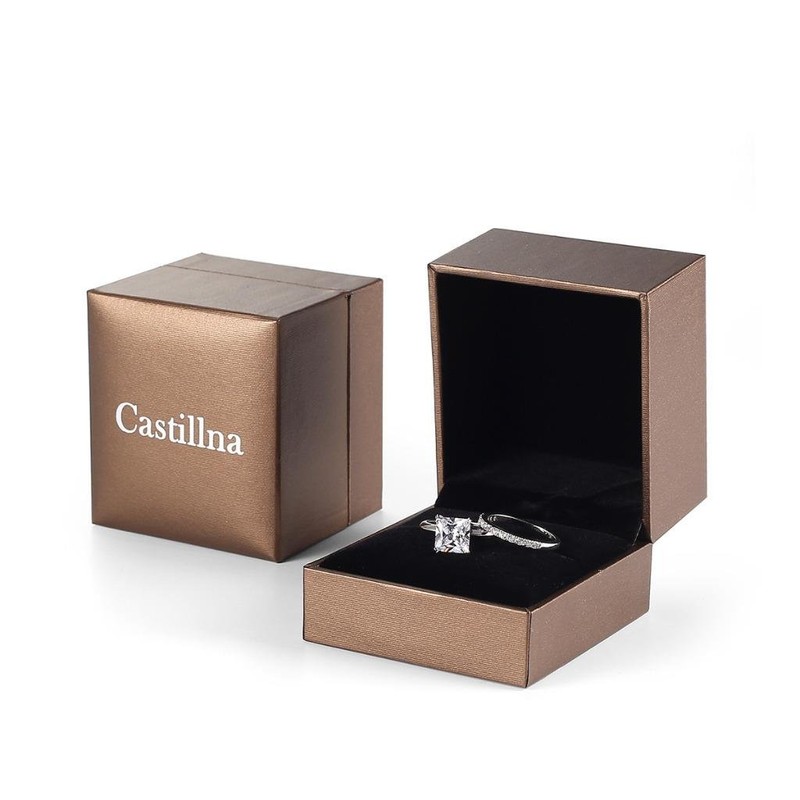 Castillna Sterling Silver Princess Cut Cubic Zirconia CZ Solitaire Engagement