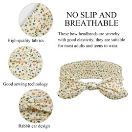 12 Pack Wild Floral Bow Headbands for Women Elastic Headwraps Hair Band Yoga Running Sports Knotted Headband Stretchy Rabbit Ears Turban Fashion Sport Cute Hair Accessories（2024 NEW）