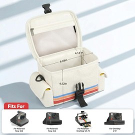 Portable Camera Carrying Case Compatible with Polaroid Now 2nd/3rd Gen I-Type/ Now/Now+/ Onestep 2 VF/ OneStep+, Instant Film Camera Crossbody Bag with Mesh Pockets for Accessories(Case Only) (Beige)