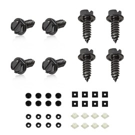 MUQIDA 4PCS License Plate Screw Kit, Rustproof Stainless Steel Car Tag Frame Mounting Hardware, Anti-Theft Self Tapping Bolts Fasteners for Securing License Plates, Frames, Covers (Black, 8PCS)
