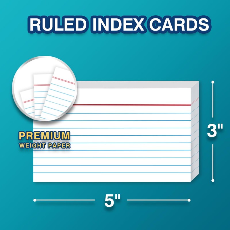 H4D 3x5 Index Card Holder with 100 Heavyweight Ruled Index
