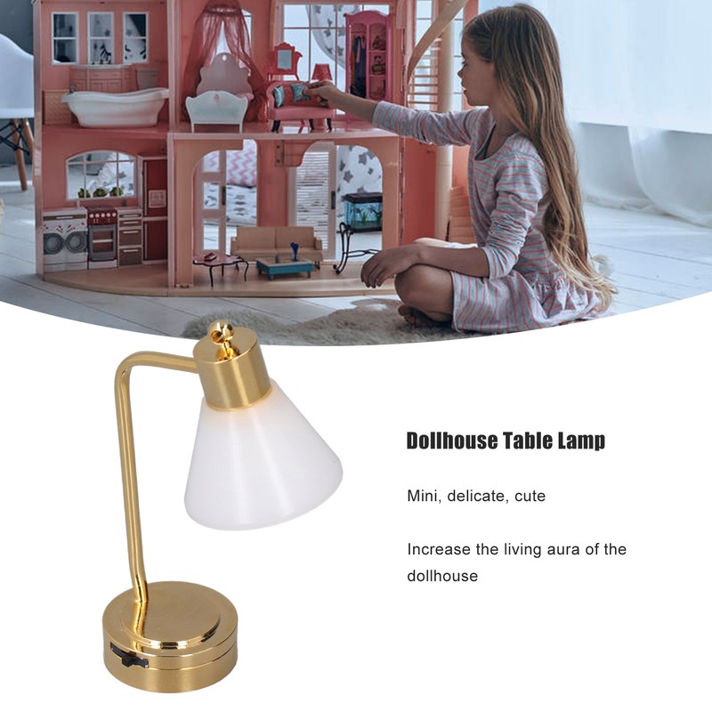 1:12 Scale Dollhouse Table Lamp LED Micro Metal Dollhouse Miniature
