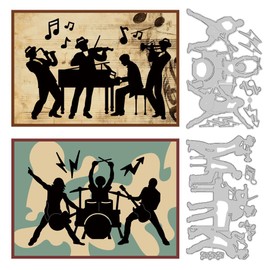 DELORIGIN Band Jazz Rock Cutting Dies Music Notes Card Making Die Stencil Metal Die Cuts Card Scrapbooking Embossing Template Dies for Greeting Cards Craft Paper Album Invitation Festive Decor