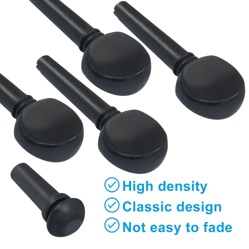 Piutouyar 4 Pcs Wooden Violin Tuning Pegs with Endpin Parts,
