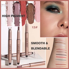 SAUBZEAN Green Eyeshadow Stick Makeup, Highlighter Cream Eye Shadow Pencil, Waterproof Hypoallergenic Long Lasting Matte Crayon, Glitter Primer Palette Shimmer Eyeliner Pen