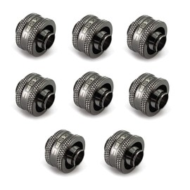 XSPC G1/4" to 3/8" ID, 5/8" OD Compression Fitting V2 for Soft Tubing, Black Chrome, 8-pack