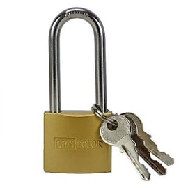CRISCOLOR Vorhängeschloss 32 mm mit langem Bügel – aus Messing und verchromtem Stahl – rostfrei – 3 Schlüssel – vielseitige Sicherheit, Koffer, Schließfächer, Türen, Truhen