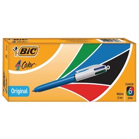 BIC Bolígrafo 4 Color Original Punto Mediano 1.0 mm Orificio en la Parte Superior para Cordón 4 Tintas en un Solo Bolígrafo 1 Pieza