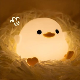 S NMT Cute Duck Night Light for Children,Soft Silicone Sleep Light with USB Rechargeable,Touch Sensor Nightlights for Kids Room Gift