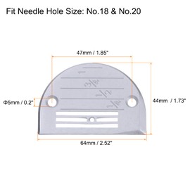 HARFINGTON 2pcs E24 Needle Plate No.18 & No.20 Hole Type E Chrome Plated Parts Accessories with Scale Mark for Sewing Machine Universal