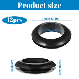 12 Pcs 25mm Rubber Grommets 1 in ID-Eyelet Ring Gasket Firewall Grommet Automotive Drill Hole Rubber Hole Grommet for Wire, Firewall, Cables, Plugs, Automotive