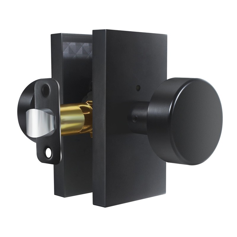 HIEMEY Matte Black Door Knobs Interior with Lock, Modern Privacy
