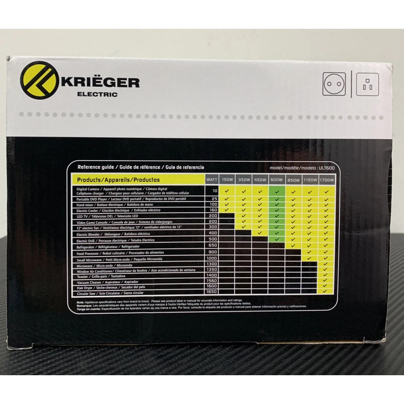 Krieger Kriëger Step Up/Step Down 600W Voltage Converter Transformer 110/120V
