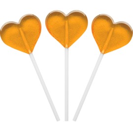 Fruidles Lollipops Mini Heart Shaped Flavored Delicious Lollipop, Individually Wrapped, 5g Lollipop (30 Lollipops, Orange)