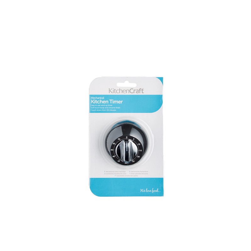 KitchenCraft Mechanical Kitchen Timer with Soft Touch and Chrome finish,