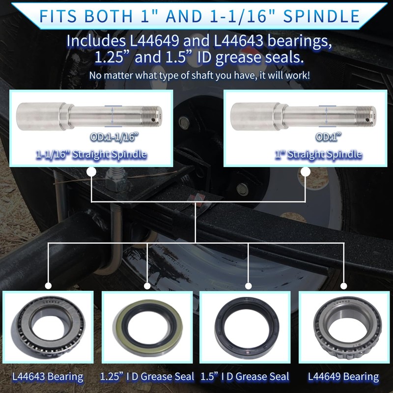 5 on 4.5 Trailer Hub Kit for 2000lb 1'' or