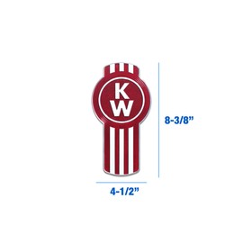Hood Grille Logo Emblem Badge (Manufacturer Number: L53-1002-10)- 2 Piece Set - Grill High Gloss Chrome and Red Metal Flake for Kenworth T680 T660 T700 T880 T800 Semi Trucks