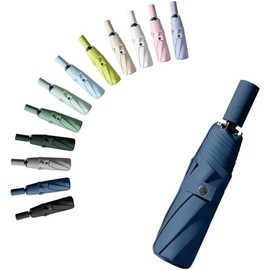 Travel Folding Umbrella Automatic Open/Close Handle Coating Layer Fabric Blocking/Portable Golf/Car Compact Umbrella/Lightweight Small Backpack/Rain Sun Anti UPF 50 UV Protection 99.9% /Men Women - Color: Navy Blue, Size: 40inch