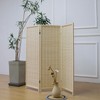 Furnnylane 3 Panel Short Room Divider Screen,Beige Freestanding Partition,Small Bamboo
