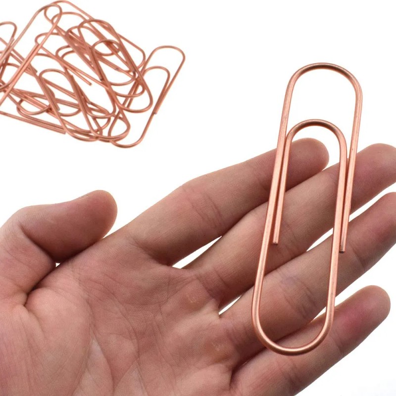 Paperclips Extra Grandes 10 Cm Revestimiento Oro Rosa
