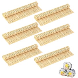GETFACAI 6 Pcs Sushi Rolling Mat, Sushi Making Kit, Sushi Rolling Mat, Bamboo Mat, Sushi Mat, Very Suitable for Making Delicious Sushi Rolls at Home and Selling Sushi Rolls to Customers Outside