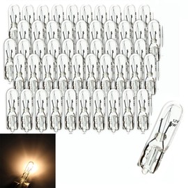 SODOI 50pcs T5 Stealth Halogen 12V 2W High Intensity Car Meter Ball Valve Wedge Transparent Amber Non-Polar Panel Ball Car Position License Lamp Indicator