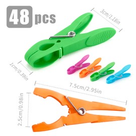 Pegs,Clothes Pegs,Pegs For Washing Line, 48 Packs Clothes Pegs For Washing Line,Plastic Clips,Minky Laundry Pegs,Washing Pegs Strong,Clips For Clothes,Food Pegs,Non Slip Laundry Pegs Garden